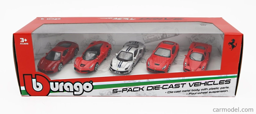 Bburago Ferrari Set 5x 488 Gtb – Enzo – 488 Pista – F-12 Berlinetta – Laferrari 1:64