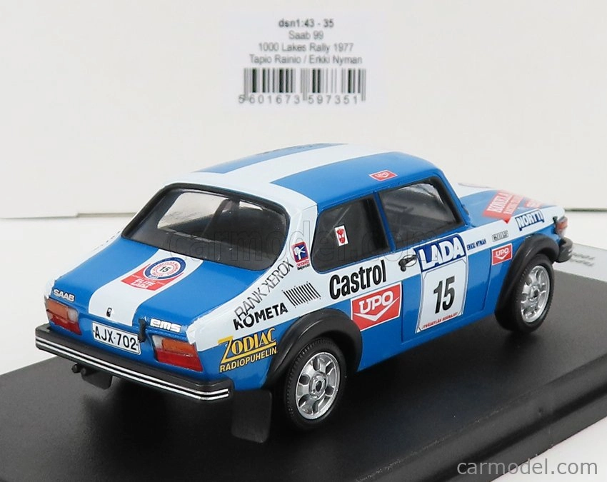 Trofeu Saab 99 Team Konela Racing N 15 Rally 1000 Lakes 1977 T.rainio - E.nyman 1:43 Modrá Biela