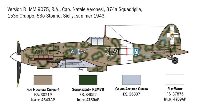 Italeri Macchi Mc.202 Folgore Wwii - Italian Army 1940 - Military Airplane 1:72 /