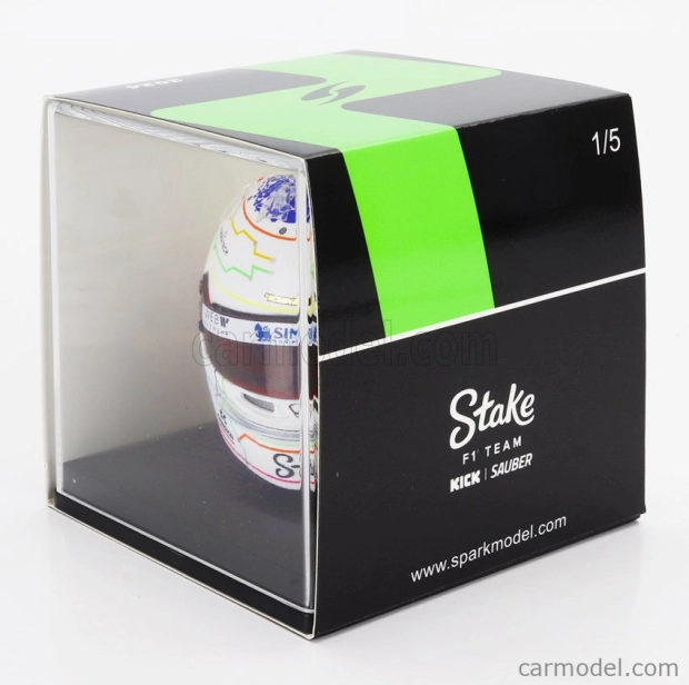 Spark-model Bell helmet Casco Helmet F1 Guanyu Zhou Team Stake Kick Sauber N 24 China Gp 2024 1:5 Bílá