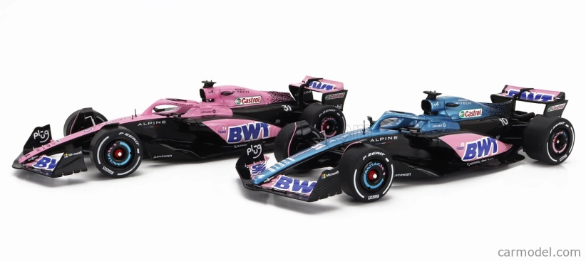 Solido Renault Set 2x F1 A523 Team Bwt Alpine Press Launch Livery N 10 Pierre Gasly - N 31 Esteban Ocon 2023 1:18 Modrá čierna ružová