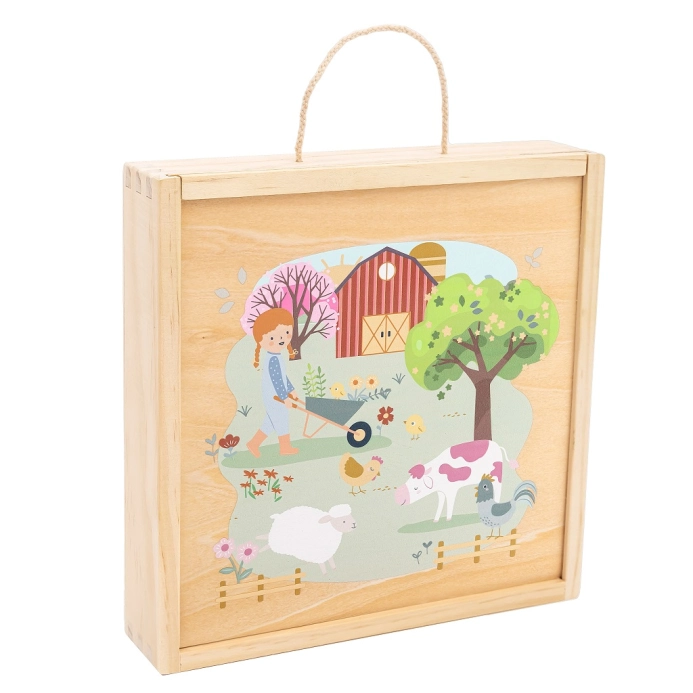 2Kids Toys Puzzle v dřevěné krabici Čtyři roční období - poškozený obal