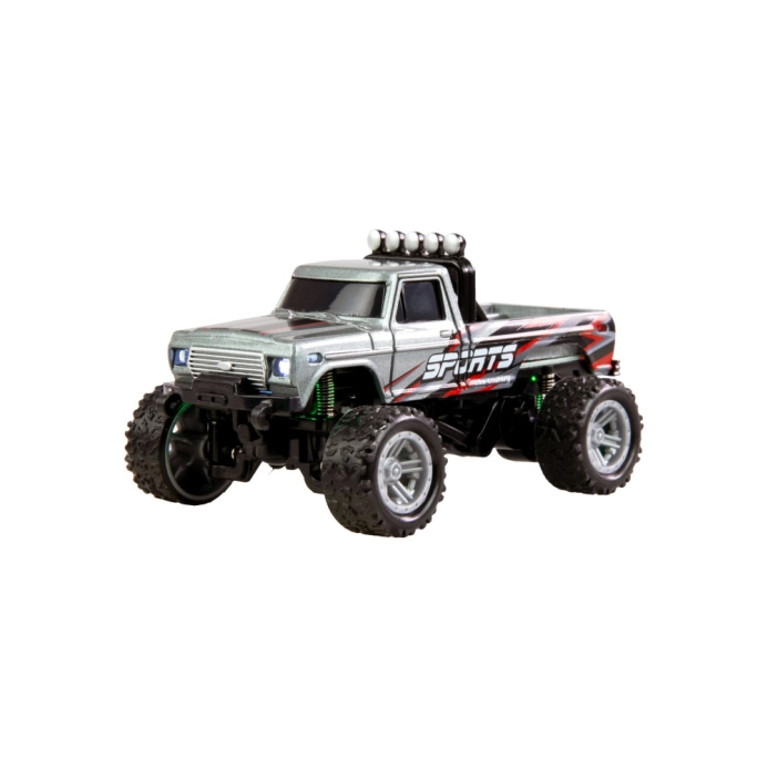 RC Monster Truck kovový 1:64 RTR LED Tempomat 2,4GHz šedý