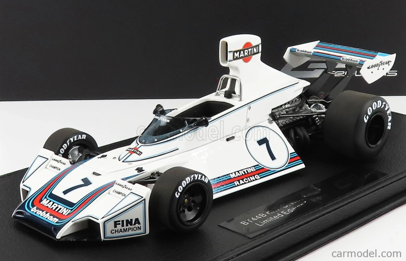 Gp-replicas Brabham F1 Ford Bt44b Martini N 7 Season 1975 Carlos Reutemann - Con Vetrina - With Showcase 1:18 Bílá