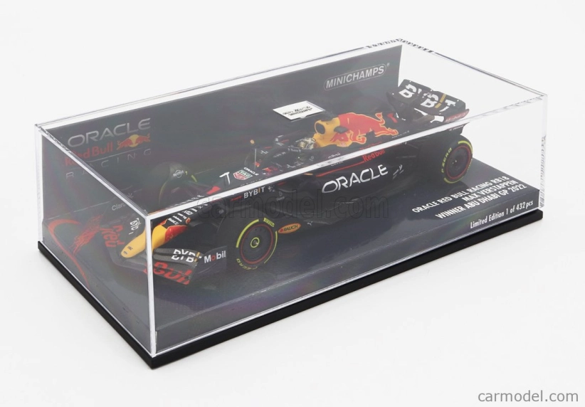 Minichamps Red bull F1 Rb18 Team Oracle Red Bull Racing N 1 Winner Abu Dhabi Gp Majster sveta 2022 Max Verstappen 1:43 Matná modrá žltá červená