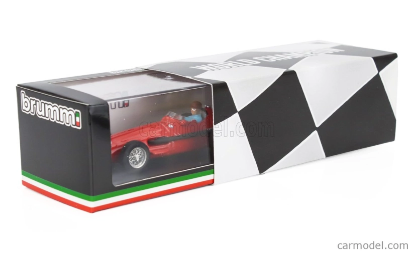 Brumm Maserati F1 250f N 32 Víťaz majstrovstiev sveta v Monaku 1957 Juan Manuel Fangio - s figúrkou vodiča 1:43 červená