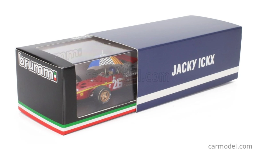 Brumm Ferrari F1 312 N 26 Winner France Gp 1968 Jacky Ickx - s figúrkou pilota a dáždnikom 1:43 červená biela