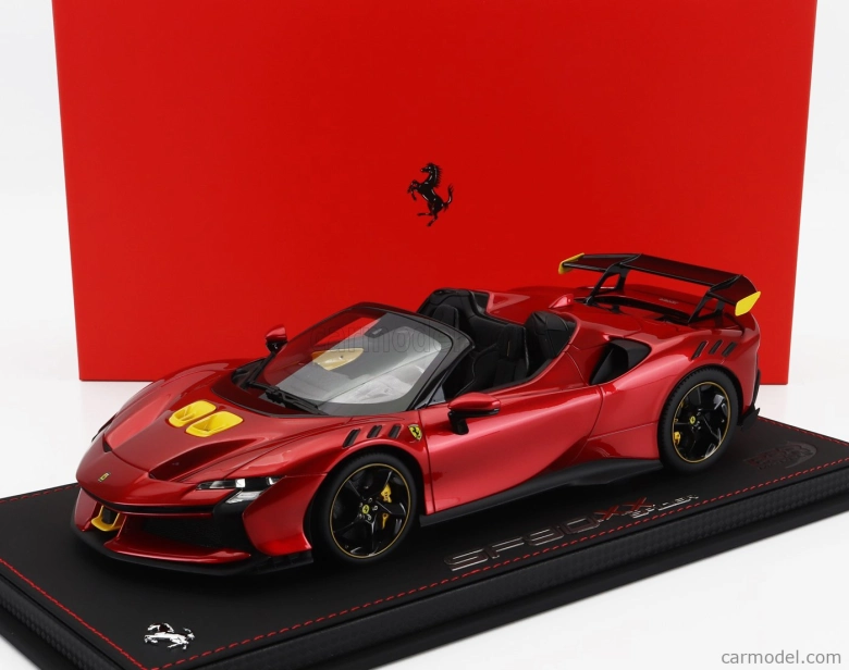 Bbr-models Ferrari Sf90 Xx Stradale Spider 2024 - Con Vetrina - With Showcase 1:18 Rosso Portofino - Červená Se Žlutou