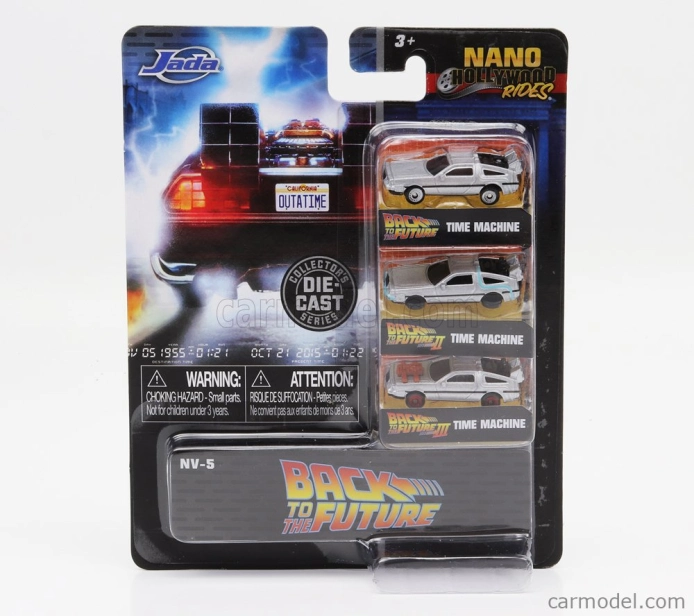 Jada De lorean Set 3x Time Machine - Back To The Future 1 - Ritorno Al Futuro 1 - Back To The Future 2 - Ritorno Al Futuro 2 - Back To The Future 3 - Ritorno Al Futuro 3 1:87 Silver