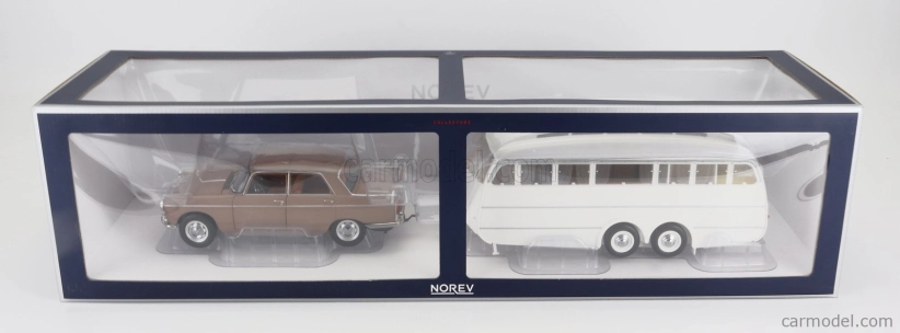 Norev Peugeot 404 With Caravan Roulotte Henon 1965 1:18 Brown Met