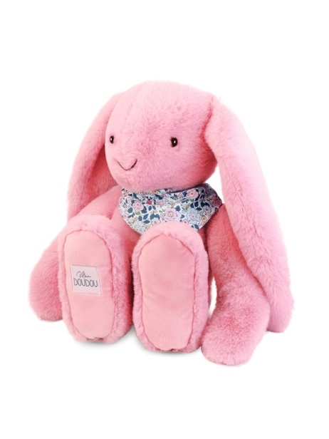 Doudou Plyšový králík XXL s šátkem růžový 50 cm