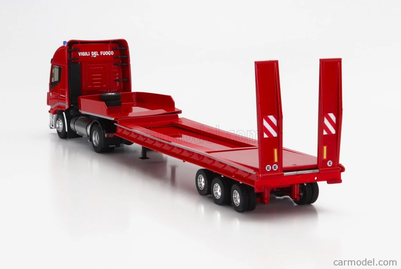 Eligor Iveco fiat Stralis 480xp Truck Rimorchio Pianale Trasporto Mezzi Movimento Terra Vigili Del Fuoco 2016 1:43 Red