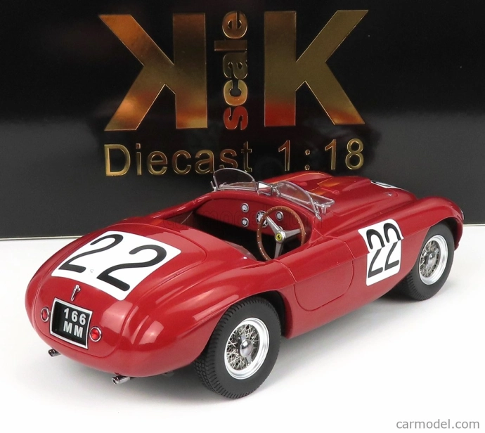 Kk-scale Ferrari 166mm Barchetta 2.0l V12 Spider Team Peter Mitchell-thomson N 22 Winner 24h Le Mans 1949 L.chinetti - L.selsdson 1:18 Red