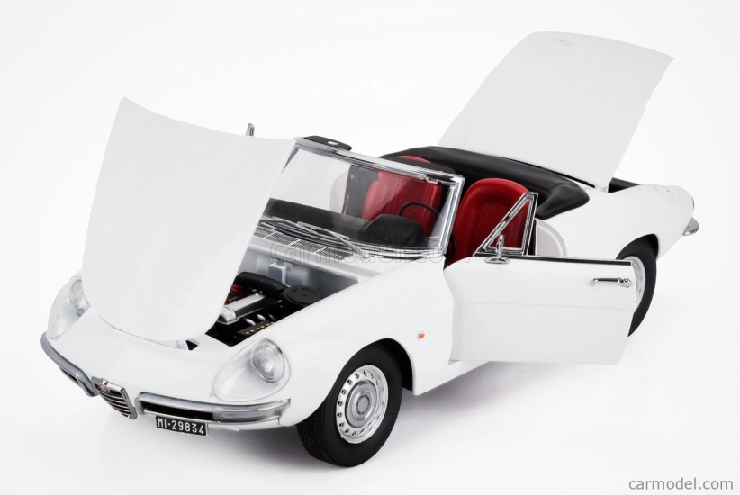 Turistické modely áut Alfa romeo Duetto Spider 1600 Coda Tonda 1966 1:18 Biela čierna