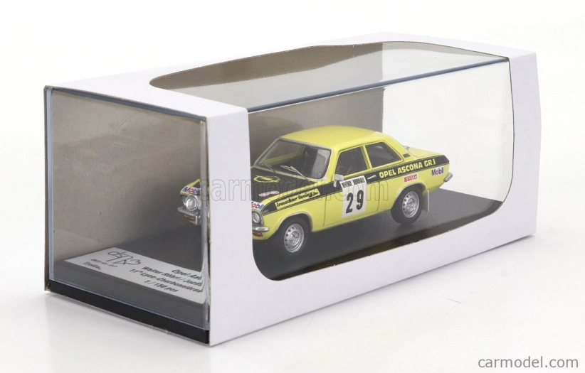 Trofeu Opel Ascona (nočná verzia) N 29 Rally Lyon Charbonnieres 1973 Walter Rohl - Jochen Berger 1:43 Žltá čierna