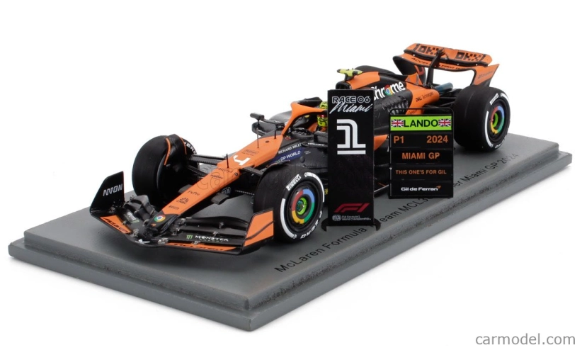 Spark-model Mclaren F1  Mcl38 Team Mclaren N 4 Winner Miami Gp 2024 First F1 Victory Lando Norris 1:43 Oranžová Černá