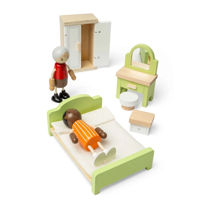 Bigjigs Toys Dřevěný nábytek do domečku pro panenky Ložnice