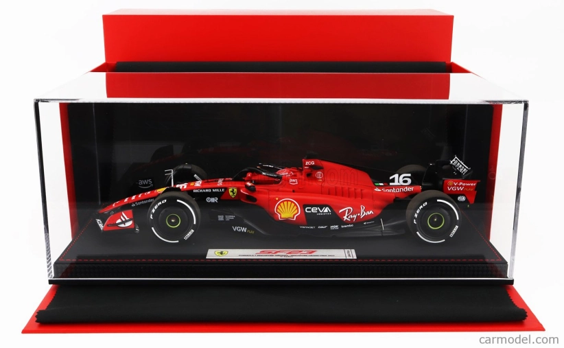Bbr-models Ferrari F1 Sf-23 Team Scuderia Ferrari N 16 4th Singapore Gp 2023 Charles Leclerc - Con Vetrina - With Showcase 1:18 Červená Černá