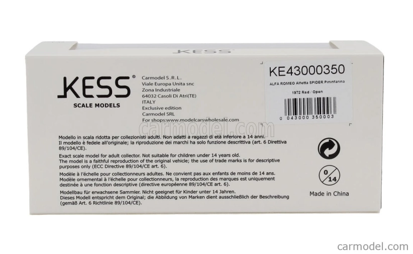 Kess-model Alfa romeo Alfetta Spider Pininfarina Open 1972 1:43 Red