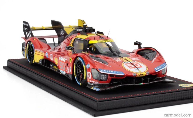Bbr-models Ferrari 499p 3.0l Turbo V6 Team Ferrari Af Corse N 50 Winner 24h Le Mans 2024 Antonio Fuoco - Miguel Molina - Nicklas Nielsen - Con Vetrina - With Showcase 1:18 Červená Žlutá Černá