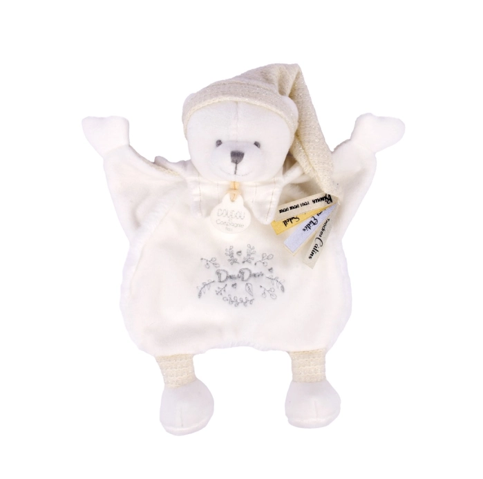 Doudou Darčeková sada Plyšový maznáčik medvedík s čiapočkou béžový 25 cm