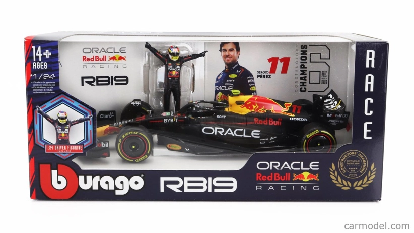 Bburago Red bull F1 Rb19 Team Oracle Red Bull Racing N 11 Season 2023 Sergio Perez 1:24 matná modrá žltá červená