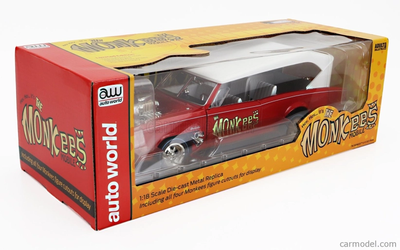 Autoworld Pontiac Gto Convertible Monkeemobile - The Monkees 1966 1:18 Červená Bílá