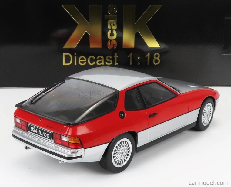 Porsche 924 Turbo Coupe 1986 v mierke 1:18 strieborno-červená