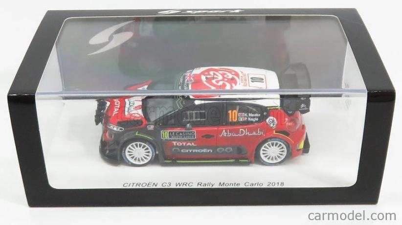 Spark-model Citroen C3 Wrc Team Citroen Total Abu Dhabi Wrt N 10 Rally Montecarlo 2018 K.meeke - P.nagle 1:43 Červená Bílá