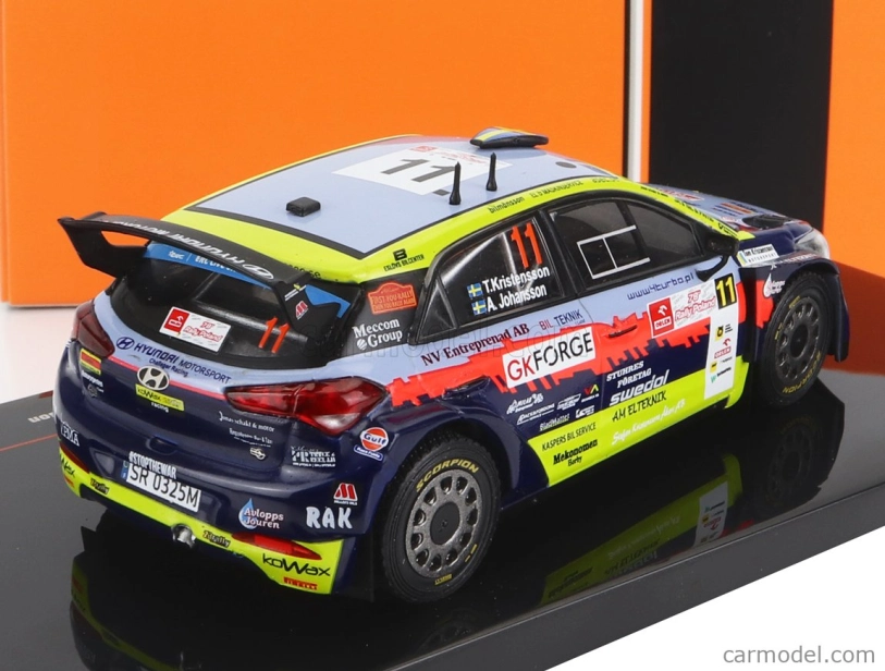Ixo-models Hyundai I20 R5 N 11 Rally Polen 2022 T.kristensson - A.johansson 1:43 Svetlo modrá žltá červená čierna