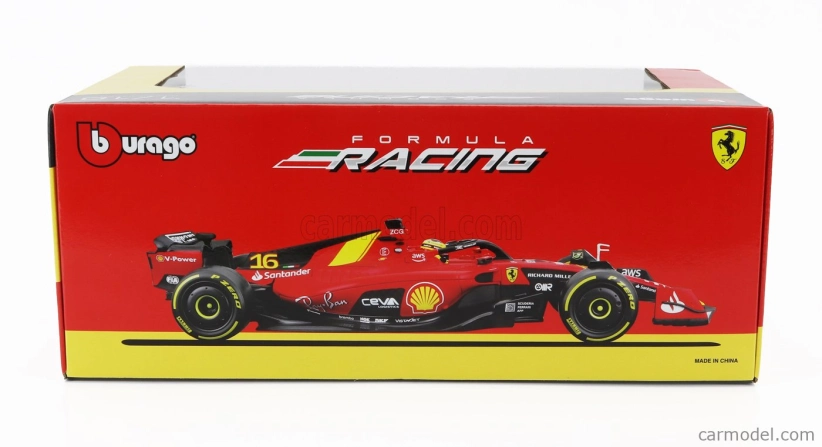 Bburago Ferrari F1  Sf-23 Team Scuderia Ferrari N 55 Pole Position 3rd Monza Italy Gp 2023 Carlos Sainz 1:18 Červená Černá Žlutá