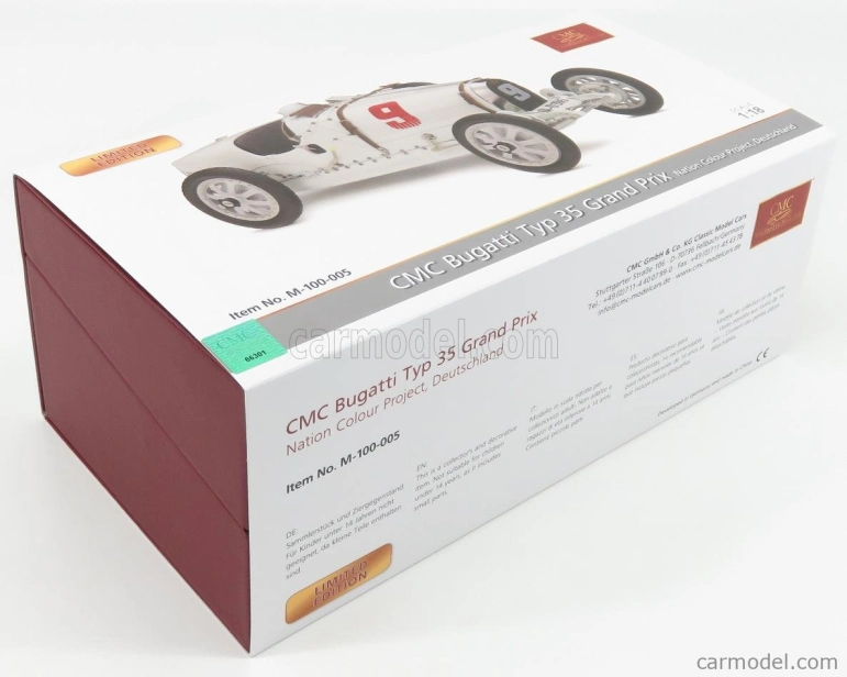 Cmc Bugatti T35 N 9 Nation Coulor Project Nemecko 1924 1:18 Biela