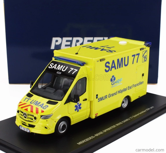 Perfex Mercedes Benz Sprinter Van Was Samu 77 Smur Grand Hopital Est Francilien Ambulance 2024 1:43 Žltá
