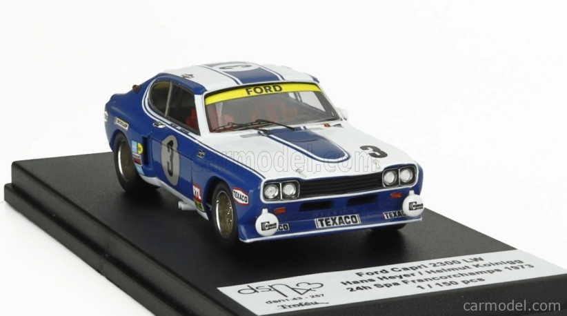 Trofeu Ford england Capri 2600 Lw N 3 24h Spa Francorchamps 1973 Hans Heyer - Helmut Koinigg 1:43 Modrá biela