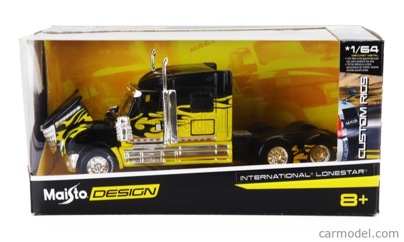 Maisto International Lonestar Tractor Truck 3-assi 2010 1:64 čierna žltá