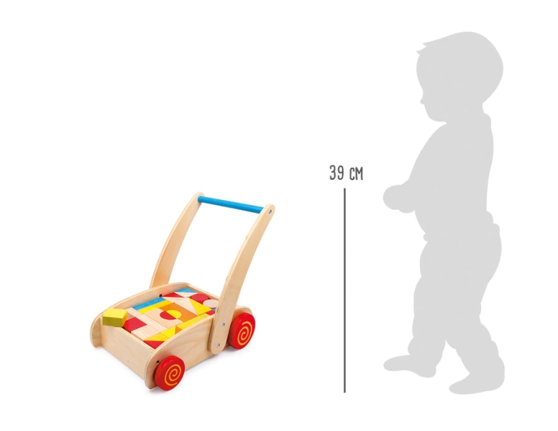 Malé drevené bloky pre chodcov v košíku