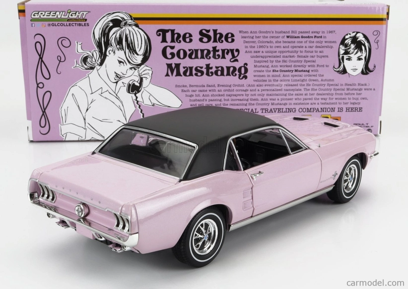 Greenlight Ford usa Mustang Coupe 1968 - The She Country Mustang 1:18 Ružová čierna