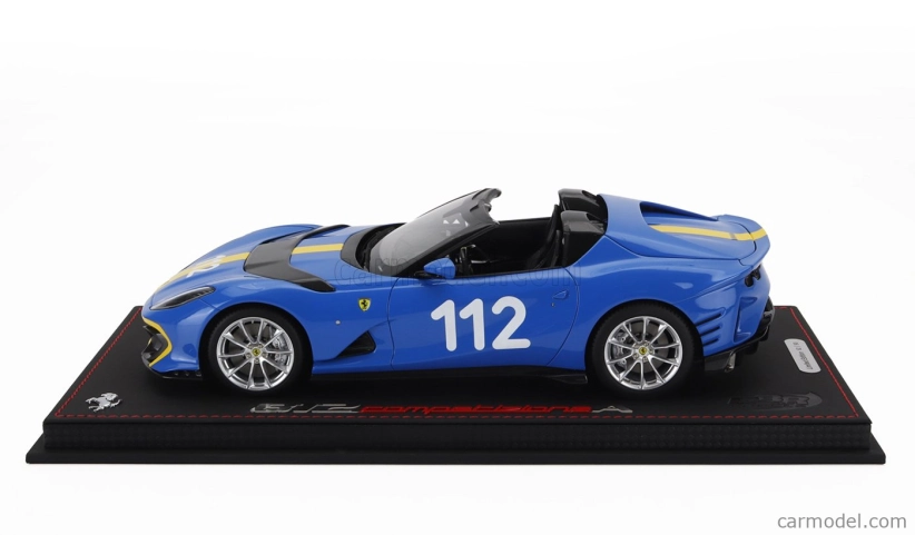 Bbr-models Ferrari 812 Competizione A Spider N 112 2022 - Con Vetrina - S vitrínou 1:18 French Racing Blu - Modro-žltá