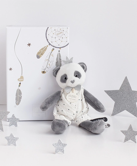 Doudou Darčeková sada - plyšová hračka panda s dekou 20 cm