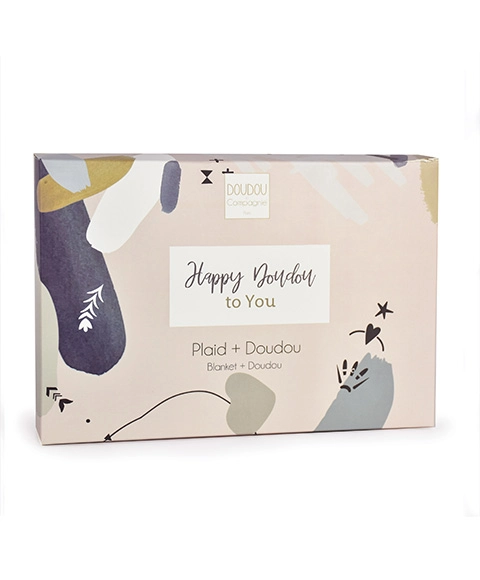 Doudou Happy Rabbit darčeková súprava so šatkou a béžovým paplónom