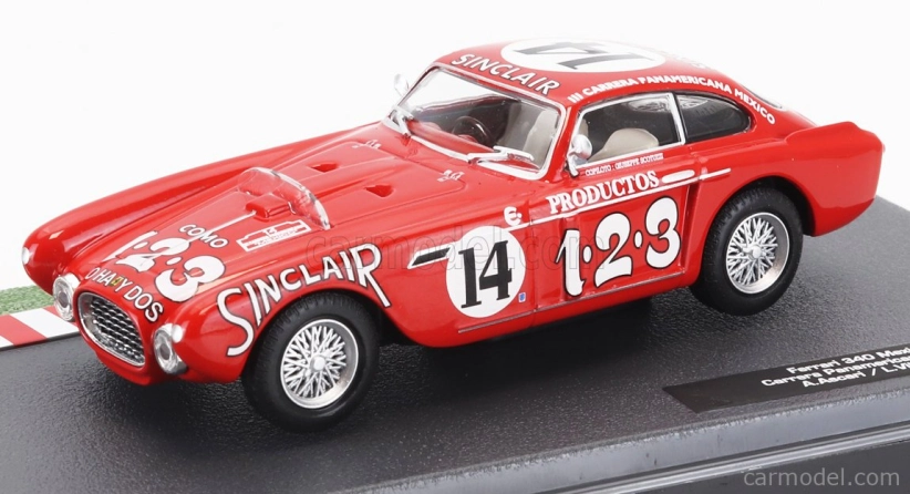 Edicola Ferrari 340 Mexico Vignale Coupe N 14 Rally Carrera Panamericana Mexico 1952 Alberto Ascari - Luigi Villoresi 1:43 Červená biela