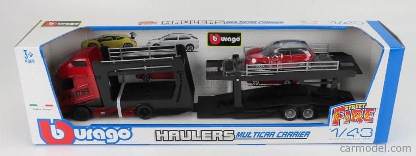 Bburago Volvo Fh16 Xl 750 Euro 6 Cab Truck Car Transporter With Land Rover Range Evoque Lrx 2-door 2011 1:43 Red Met