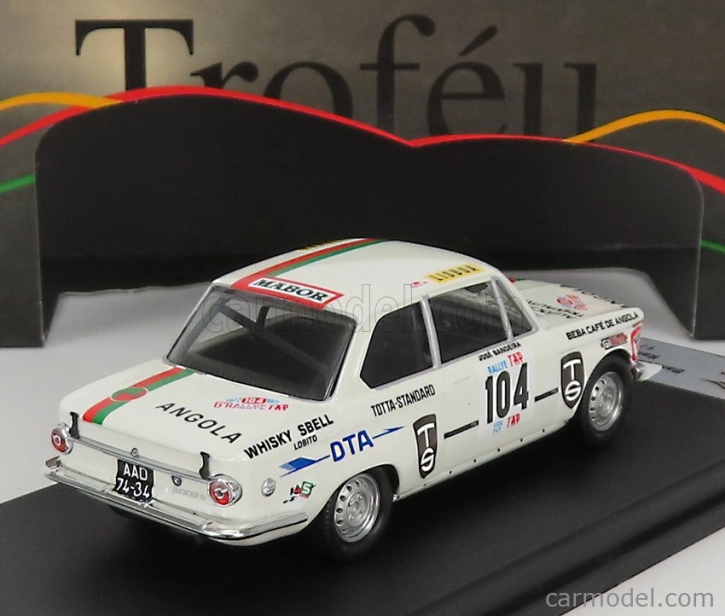 Trofeu BMW 2002ti (night Version) N 104 Rally Tap 1972 B.vieira - J.bandeira 1:43 Bílá