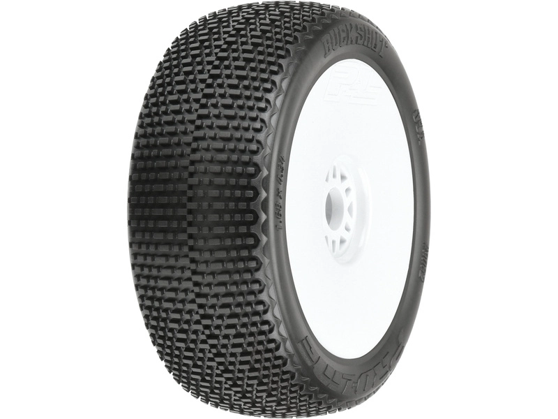 Kolesá Pro-Line 3,3", pneumatiky Buck Shot M3 Buggy, disk H17 biely (2)