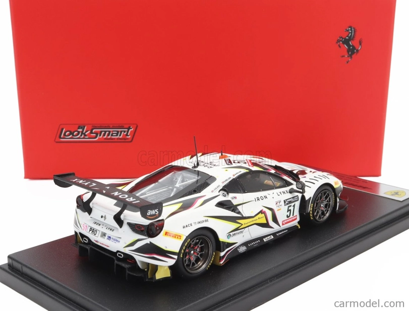 Looksmart Ferrari 488 Gt3 Evo 3.9l Turbo V8 Team Iron Lynx N 51 9. 24h Spa 2022 James Calado - Miguel Molina - Nicklas Nielsen 1:43 Biela čierna