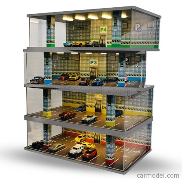 Atlantic Vetrina display box Diorama Parcheggio 4 Piani - Parking 4 Floor - Cars Not Included - Lungh.lenght Cm 43.0 X Largh.width Cm 25.0 X Alt.height Cm 56.0 1:64 Různé