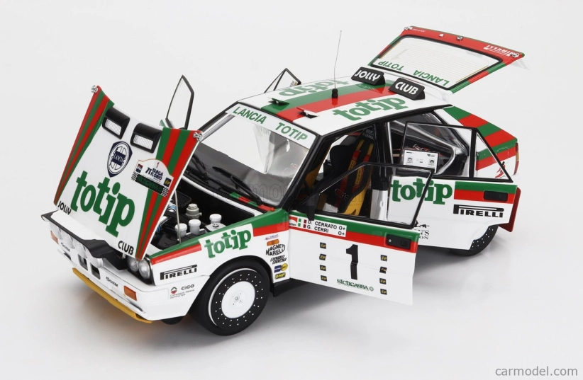 Kyosho Lancia Delta Hf Integrale 4wd (night Version) Team Lancia Totip N 1 Winner Rally Targa Florio 1987 Dario Cerrato - Giuseppe Cerri 1:18 Bílá Červená Zelená