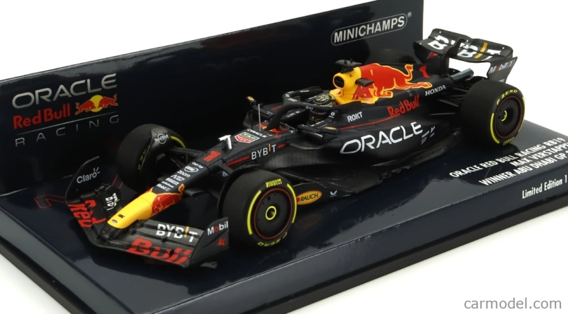 Minichamps Red bull F1 Rb19 Team Oracle Red Bull Racing N 1 Víťaz majstrovstiev sveta Abu Dhabi GP 2023 Max Verstappen 1:43 Matt Blue