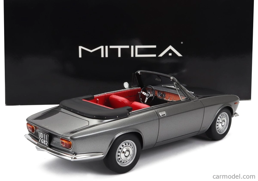 Mitica Alfa romeo Giulia 1600 Gtc Cabriolet otvorený 1964 - interiér červená 1:18 Grigio Met - sivá
