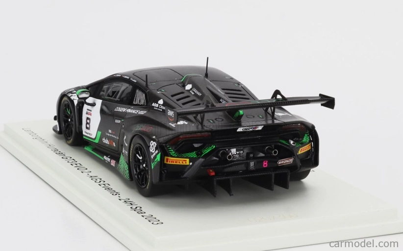 Spark-model Lamborghini Huracan Gt3 Evo 2 Team Ags Events N 8 24h Spa 2023 L.gorini - A.borga - N.jamin 1:43 Black White